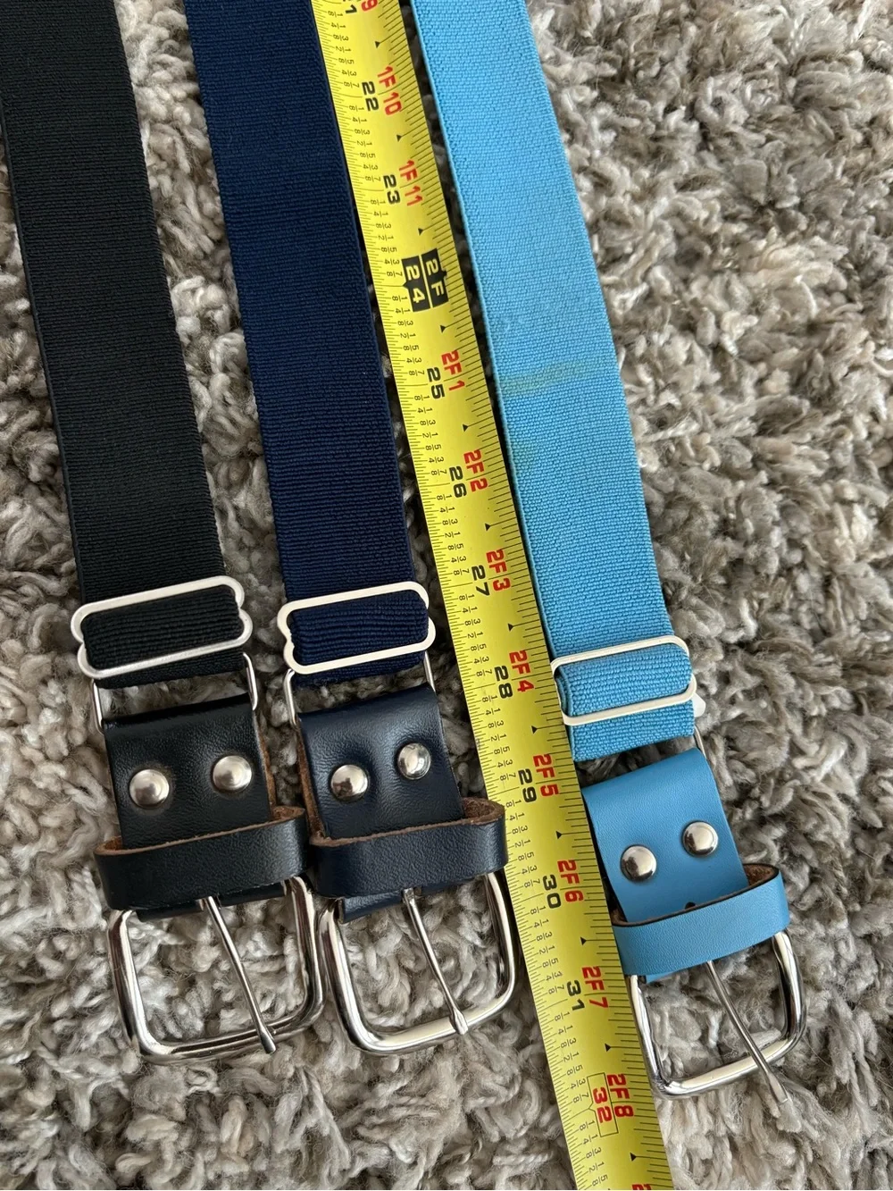 Wilson Men’s Elastic Web Belt — Black, Navy & Light Blue (you get ALL three!)